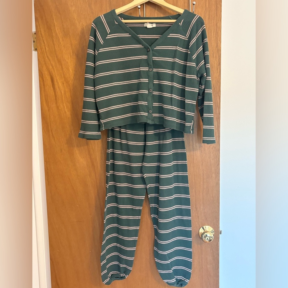 Madewell Forest Green and Pink Knit Set